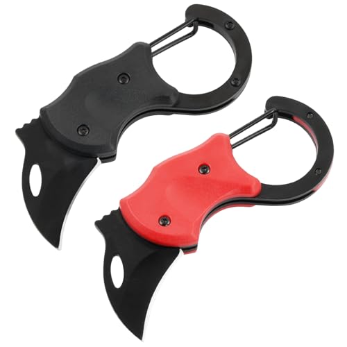 Dokeno Klappmesser Schlüsselanhänger Messer, 2Pcs Schwarz&Rot EDC Klappmesser mit Karabiner, 3CR13 Edelstahl, Mini Taschenmesser Teppichmesser Tragbare für Outdoor Camping Haushalt von Dokeno