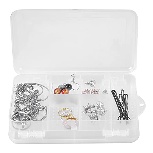 Dokeno Schmuckschatulle Plastik, 14x9.5x4 cm Schmuckkästchen 2 Ebenen Transparent, Schmuckbox Reise Klein, Schmuckaufbewahrung Organizer, Schmuckkasten Damen, Sortierbox für Ohrringe und Ringe (Weiß) von Dokeno