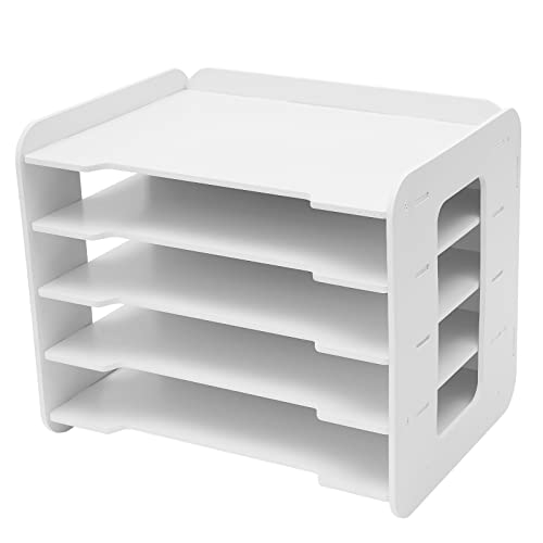 Schreibtisch-Organizer A4 Briefablage, 5 Etagen Dokumentenablage, Weiß Papierablage, Stapelbarer Aktenhalter, Büro Schreibtisch Organizer für Zuhause und Büro von Dokiiovo