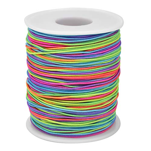 Dokpav 100 m Elastische Schnur, Perlenschnur Regenbogen, Nylonschnur, Stretchfaden Crafting String Seil für DIY Halskette Armband Handwerk Schmuckherstellung 1 mm… (Bunt) von Dokpav