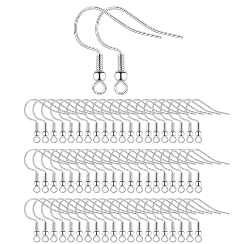 100 Stück Ohrring Haken,Hypoallergene Ohrhaken,Ohrringe Zubehör mit Perlen und Spule,DIY Ohrhänger Schmuckherstellun von Dolaso