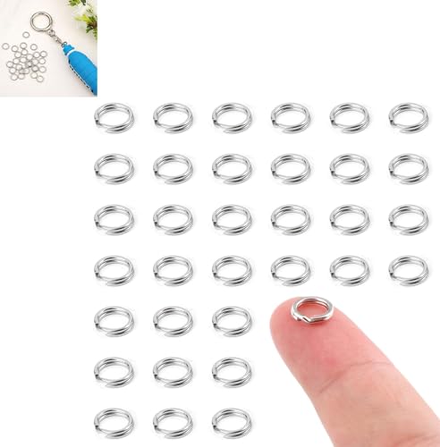 50 Stück Spaltringe, Mini-O-Ring, Edelstahl, Schlüsselanhänger, kleine Spaltringe für Schmuckherstellung, Metall, Autoschlüssel, Verbindungsstück, Basteln von Dolaso