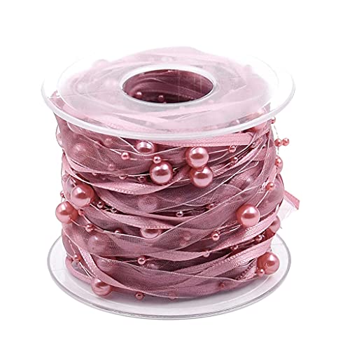 D DOLITY 10 Meter Perlen Spitzenband Spitzenborte Perlenband Perlenkette Dekoband zum Basteln Dekoration - Rosa, 10 Meters von Dolity