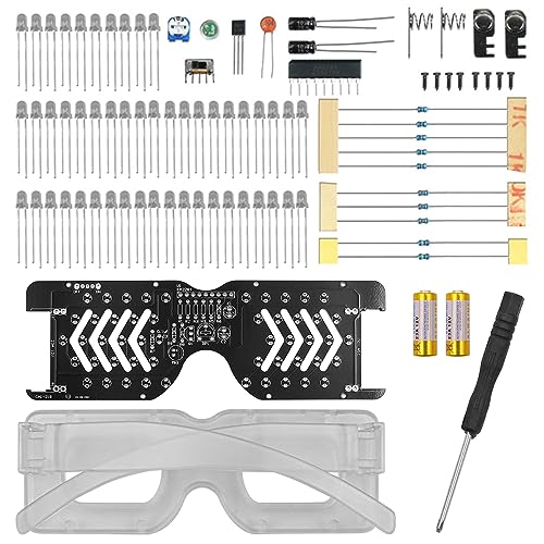 DollaTek DIY-Löt-Übungsset, musikgesteuertes LED-Leuchtbrillen-Set mit Batterie, Leuchtdiodenblitz, elektronischer Massenspaß von DollaTek