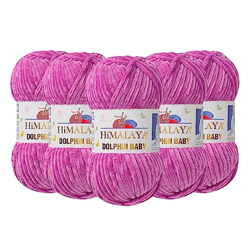 Himalaya Dolphin Baby Chenille-Garn, 100 % Polyester, jeder Knäuel 100 g, 120 m, 6: super sperrig, lila – 80356 von Dolphin Baby