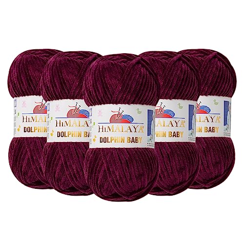 Himalaya Dolphin Baby Chenille-Garn, 100 % Polyester, jeder Strang 100 g, 120 m, 6: Super Bulky, Violett - 80339 von Dolphin Baby