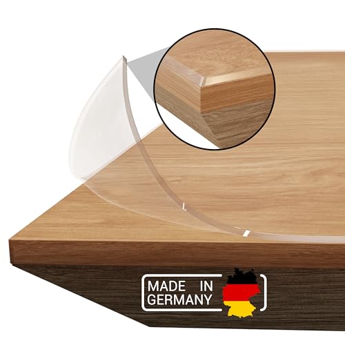 Domar - Tischfolie transparent 2mm nach maß - Made in Germany I Glasklare Tischdecke transparent mit abgeschrägter Kante I Zuverlässiger Tischschutz transparent für optimalen Schutz (100x215cm) von Domar