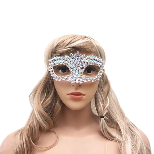 Domasvmd Strass-Maskerade halbes Gesicht Party Kristall Auge Flaring Kristall Gesicht Cosplays von Domasvmd