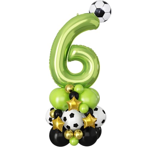 40 Zoll Luftballons 6. Geburtstag Grün Fußball Zahlen 6 Folienballon Groß Football Sechs Digit Luftballons Deko XXL 6 Jahr Alt Helium Luftballons für Junge 6th Party Sport Weltmeisterschaft Dekoration von Domgoge