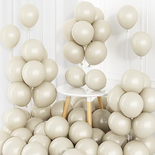 60 Stück Luftballons Sandweiß 12 Zoll Matt Creme Weiß Latex Luftballons Retro Beige Nude Cream Weiss Helium Partyballon für Babyparty Hochzeitstag Verlobung Brautparty Geburtstag Party Dekorationen von Domgoge