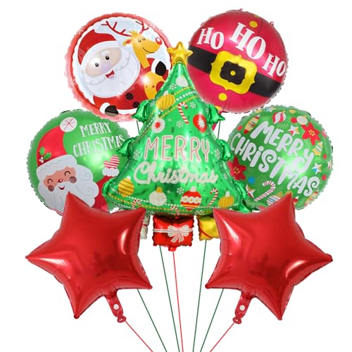 7 Stück Luftballons Weihnachten Luftballons Folie Weihnachts Folienballon Dekoration Set mit Weihnachtsbaum Weihnachtsmann Schneemann Frohe Weihnachten Merry Christmas Xmas Neujahr Winterurlaub Party von Domgoge