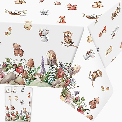 Dschungel Tiere Tischdecke Waldtiere Tischdecken Safari Plastik Tischtuch Rechteckige Wasserdicht Tiere Motiv Kinder Geburtstag Party Dekoration, 137 x 274cm, 2 Stück von Domgoge