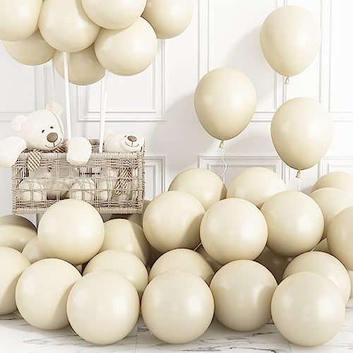 Elfenbein Luftballons 30 Stück 12 Zoll Matt Weiß Cream Latex Luftballons Retro Beige Nude Sand Weiß Helium Partyballon für Babyparty Hochzeitstag Verlobung Brautparty Geburtstag Party Dekorationen von Domgoge