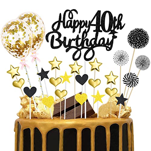 Geburtstag 40 Tortendeko Schwarz Gold Tortendeko 40 Geburtstag Mann Happy 40th Birthday Cake Topper 40. Geburtstag Tortendeko Kuchendeckel Geburtstag Cupcake Topper 40 Jahre Geburtstag Party Deko von Domgoge