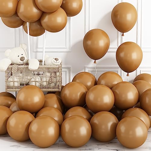 Luftballons Braun 12 Zoll Retro Khaki Braune Latex Luftballons Matt Barock Kaffee Dunkelbraun Helium Partyballon Set für Boho Babyparty Hochzeitstag Brautparty Geburtstag Party Dekoration 30 Stück von Domgoge