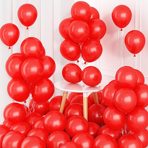 Luftballons Rot, 60 Stück 12 Zoll Matt Rot Latex Luftballons, Rote Helium Partyballon Set für Mädchen Frauen Babyparty Hochzeitstag Verlobung Brautparty Taufen Valentinstag Geburtstag Party Dekoration von Domgoge