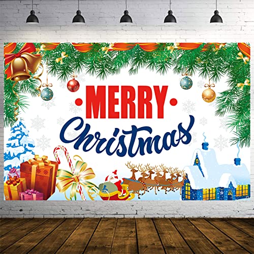 Weihnachten Banner, Frohe Weihnachten Hintergrund Banner, Merry Christmas Banner, Frohe Weihnachten Banner Weihnachtsmann Schneeflocke Baum Elch, Extrem Große Outdoor Banner Weihnachten Neujahr Deko von Domgoge