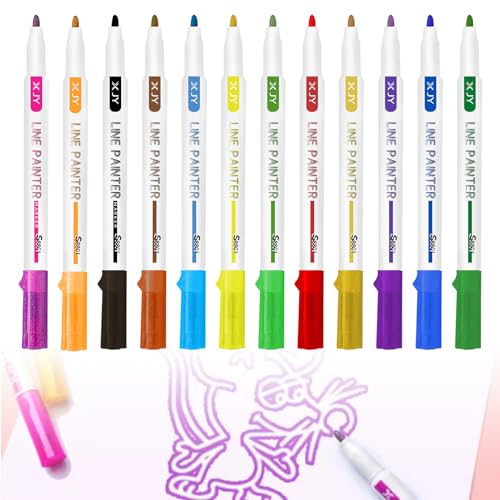 12 Farben Umriss Marker Stifte Glitzer Stifte, Doppellinie Metallic Outline Stifte Glitzer Textmarker, Weihnachtsgeschenke für Teenager-Mädchen, Scrapbook Stift für Kunst und Handwerk DIY Projekte von Domicubes