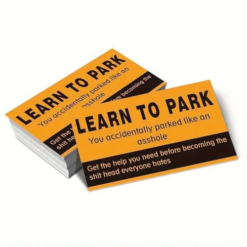 Domioey Bad Parking Cards – 100 Stück "Learn To Park", 9cm X 5cm(3.5 Inch X 2 Inch), Lustige Parkverstoß-Tickets, Parkschein, Tickets Mit Verschiedenen Gründen Für Verstöße (1pc) von Domioey