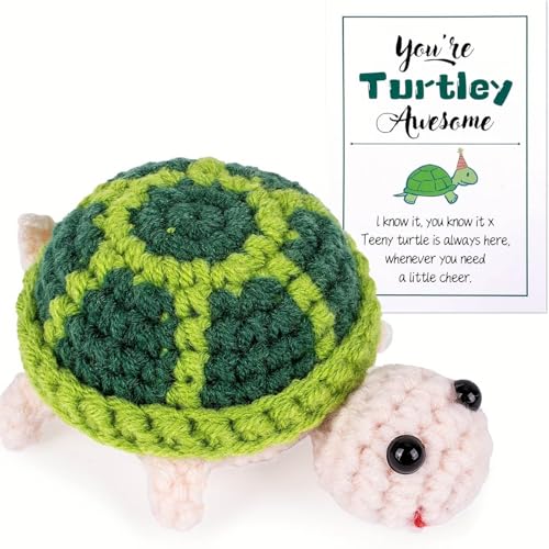 Domioey Positive Schildkröte Puppe, Häkelpuppe Schildkröte, Ermutigungs Geschenke Lustige Positive Potato Pocket Hug mit Positiver Karte, Emotionales Unterstützungs Schildkröte Geschenk (1) von Domioey