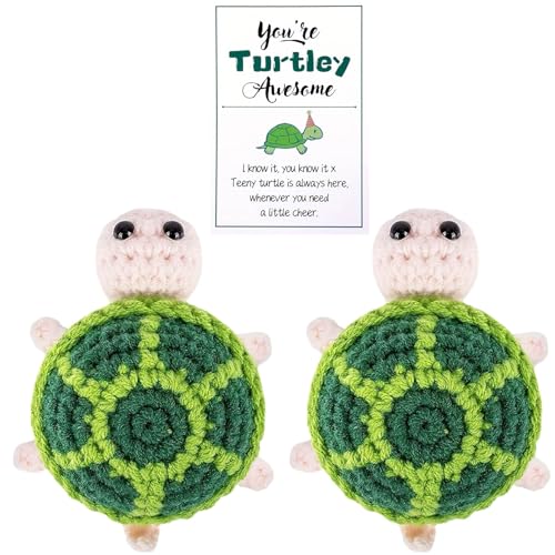 Domioey Positive Schildkröte Puppe, Häkelpuppe Schildkröte, Ermutigungs Geschenke Lustige Positive Potato Pocket Hug mit Positiver Karte, Emotionales Unterstützungs Schildkröte Geschenk (2) von Domioey