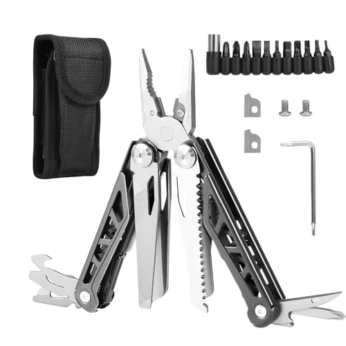 Domisyee Multifunktionale Zange,Multitool Werkzeug,Edelstahl Multifunktionale Zange,Mit 27 Praktischen Werkzeugen,Multitool Für Männer Geschenke,Faltbares Multitools Für Camping,Reparieren,Wandern von Domisyee