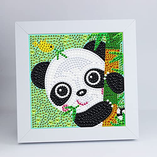 DonElton Diamant Malerei für Kinder – Diamond Painting Kinder mit Holzrahmen – Einfaches Kristall Diamond Painting für Kinder – DIY Diamond Painting Kit für Jungen, Mädchen (Panda) von DonElton