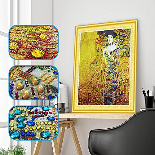 DonElton Diamond Painting Gustav Klimt Adele – Diamant Malerei set mit special Strass – DIY Diamond Painting Kit mit Kristall Steine, Teilbohrer – Diamond Painting Klimt Ohne Rahmen von DonElton