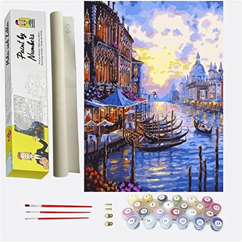 DonElton Malen nach Zahlen Erwachsene Kinder-DIY Malen nach Zahlen Italien–Leinwand Set für Heimdekoration–Ölgemälde mit Pinseln und Acrylpigmenten-40 x 50 cm-Paint by Numbers für Mädchen und Jungen von DonElton