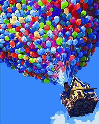 Malen nach Zahlen Disney up Luftballons - DIY Malen nach Zahlen für Erwachsene - Set inklusive vorgedruckter Leinwand, 3 Pinseln und bunten Acrylfarben von DonElton