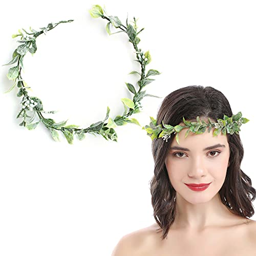 Blumenkrone Boho Blumenkranz Künstliche Blumenkrone Braut Kopfschmuck Grüne Krone für Hochzeit Zeremonie Party Festival von DonLeeving