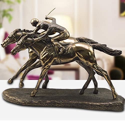 Dongbin 30 * 12 * 23 Bronze Ornaments Statue Double Horse Racing Sculpture, Creative Decorations Office Living Room Resin Decorative Statues Vatertag von Dongbin
