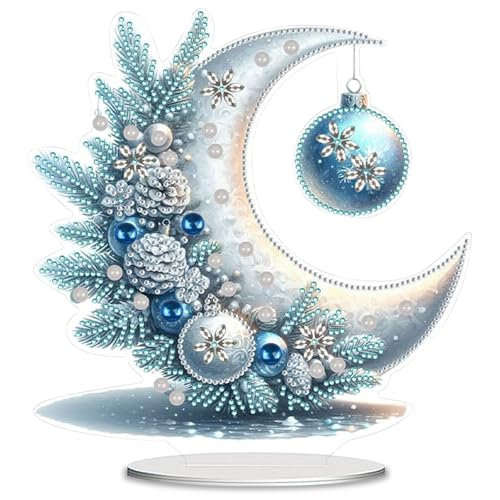 Dongcill DIY Diamond Painting Weihnachten Tisch Deko,Wintermond 5D Diamant Painting Tischdeko,Christmas Decorations,Diamant Malerei Stehend Kunst Set Weihnachtsdekoration Hausgeschenk von Dongcill