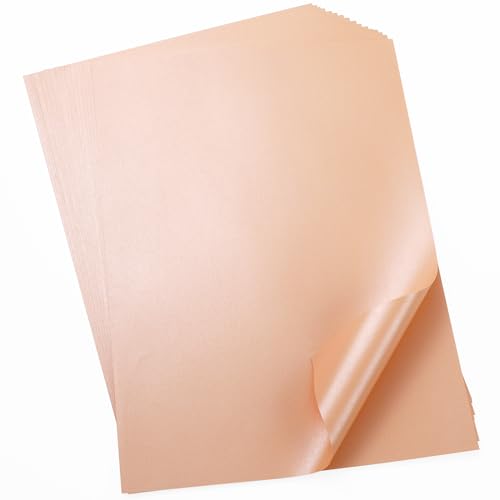 50 Blatt DIN A4 Perglanz-Papier Rosengold-Metallic, Bastelpapier mit Perlmutt-Schimmer, 120 g/m² von Donindis