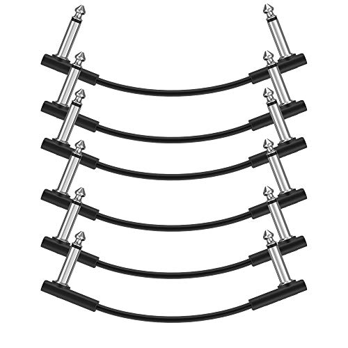 Donner Flache Patchkabel für Gitarreneffektpedale 6 Zoll Platzsparend Klarer Klang 1/4" TS Rechtwinklig 6er Pack von Donner