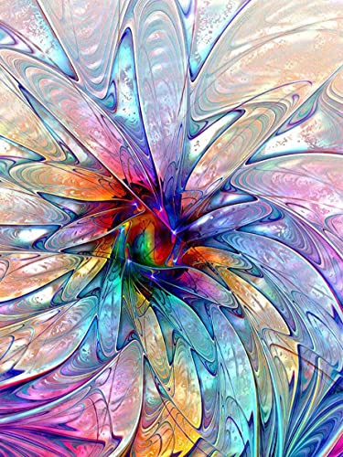 Donnti DIY Diamond Painting Blume Zubehör, 5D Diamant Painting Bilder Regenbogenblume Kits, Vollrundbohrkristall Crystal Craft für Home Stickerei Set Kreuzstich Bilder Wall Decoration 30×40cm von Donnti