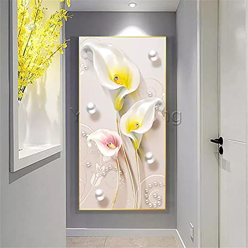 5D Diamond Painting Kits für Erwachsene/Kind,Diamant Painting Grosse Bilder Blume Calla-Lilien,DIY painting with Diamonds,mit Voll Zubehör,Crystal Art Gemälde Diamanten,Haus Dekoration 40x80cm von Donpeer