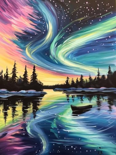 Diamond Painting Aurora Borealis Diamant Painting Bilder Kinder,30x40 cm,5D Diamond Painting Erwachsene DIY Malen nach Zahlen Wald Diamond Painting Set,Basteln Mädchen,Home Wand Dekor Geschenke Pd255 von Donpeer