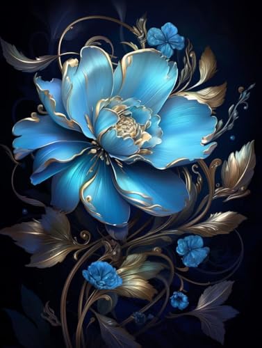 Diamond Painting Blaue Blume Diamond Painting Erwachsene, DIY Diamant Painting Bilder Pflanze Diamond Art, Diamond Painting Kinder Malen Nach Zahlen Malerei Kits fur Home Wand Dekor 40 x 50 cm Pd334 von Donpeer