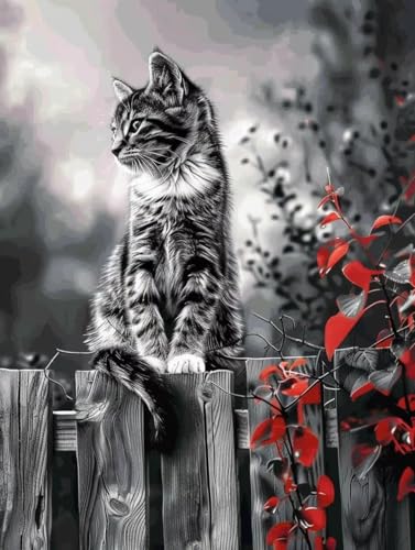 Diamond Painting Blume Diamond Painting Erwachsene, 5D DIY Diamant Painting Bilder Katze Diamond Art Mit Diamond Painting Zubehör, Malen Nach Zahlen Malerei Kits fur Home Wand Dekor 40 x 50 cm Pd220 von Donpeer