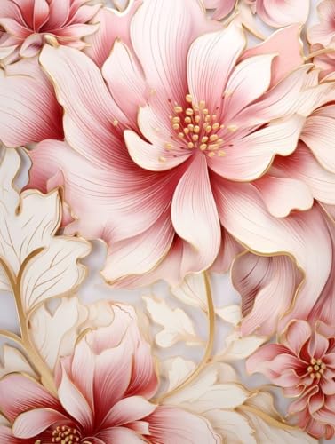 Diamond Painting Blume Diamond Painting Erwachsene, 5D DIY Diamant Painting Bilder Rosa Diamond Art Mit Diamond Painting Zubehör, Malen Nach Zahlen Malerei Kits fur Home Wand Dekor 70 x 100 cm Pd200 von Donpeer