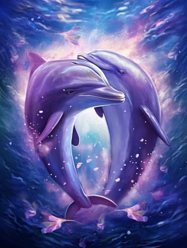 Diamond Painting Delfin Diamond Painting Erwachsene, 5D DIY Diamant Painting Bilder Tier Diamond Art Mit Diamond Painting Zubehör, Malen Nach Zahlen Malerei Kits fur Home Wand Dekor 30 x 40 cm Pd164 von Donpeer