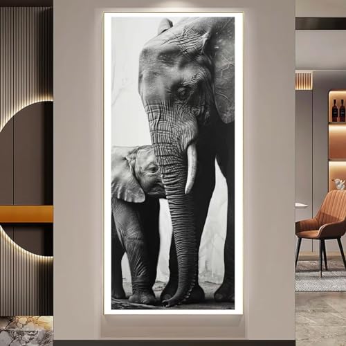 Diamond Painting Elefant Malen Nach Zahlen Erwachsene, 5D Diamant Painting Bilder Kinder Full Diamond Painting Zubehör, Diamond Art DIY Diamant Kunst Malerei Stickerei, Home Wall Decor 100x50 cm y420 von Donpeer