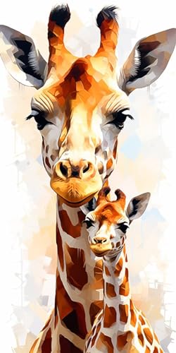 Diamond Painting Erwachsene Kinder, 5d Diamant Painting Bilder Süße Giraffe, DIY Full Drill Diamond Painting Groß DIY Set, Diamant Malerei Art Kits, Diamanten Kunst für Home Wand Deko 40x80cm f206 von Donpeer