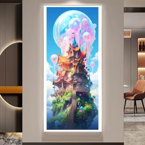 Diamond Painting Fantasie Schloss Diamond Painting Groß xxl (55x120 cm), Diamant Painting Bilder DIY Malen Nach Zahlen Erwachsene, Full Drill Diamond Painting Kinder Malerei Kits fur Wand Décor y437 von Donpeer