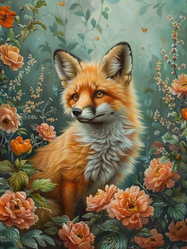 Diamond Painting Fuchs Diamond Painting Erwachsene, DIY Diamant Painting Bilder Tier Diamond Art Mit Diamond Painting Zubehör, Diamond Painting Malen Nach Zahlen Malerei Kits, Home Dekor 50x60cm Pd172 von Donpeer