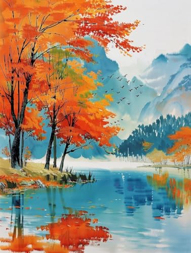 Diamond Painting Herbst Diamant Painting Bilder Kinder, 60x90 cm, 5D Diamond Painting Erwachsene DIY Malen nach Zahlen Landschaft Diamond Painting Set, Basteln Mädchen, Home Wand Dekor Geschenke Pd477 von Donpeer