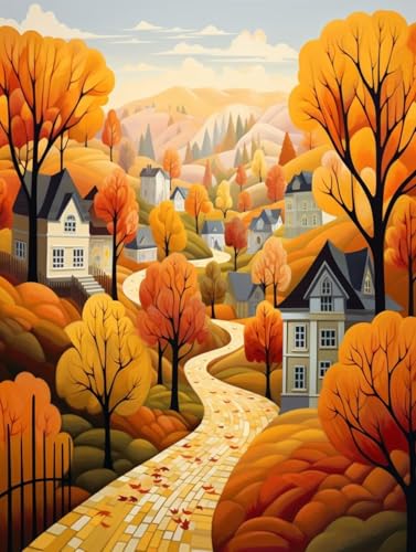 Diamond Painting Herbst Diamant Painting Bilder Kinder, 60x90 cm, 5D Diamond Painting Erwachsene DIY Malen nach Zahlen Landschaft Diamond Painting Set, Basteln Mädchen, Home Wand Dekor Geschenke Pd479 von Donpeer