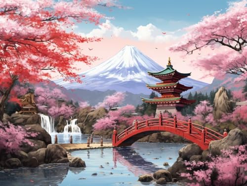 Diamond Painting Japan Landschaft Diamant Painting Bilder Kinder, 30x40 cm, 5D Diamond Painting Erwachsene DIY Malen nach Zahlen Blume Diamant Kunst Malerei Stickerei Basteln, Home Wand Dekor Pd889 von Donpeer