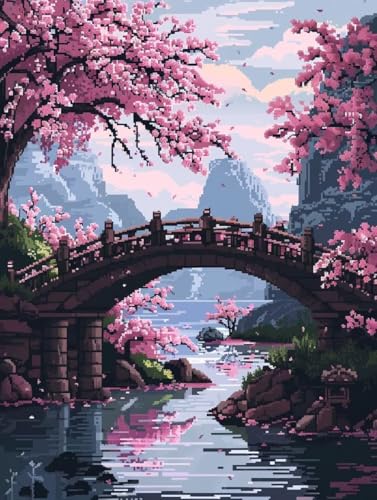 Diamond Painting Japanische Szenerie Diamond Painting Erwachsene, DIY Diamant Painting Bilder Brücke Diamond Art, Diamond Painting Kinder Malen Nach Zahlen Malerei fur Home Wand Dekor 60x90 cm Pd516 von Donpeer